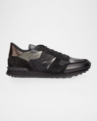 Valentino Garavani Men & apos;s Rockrunner Nylon and Leather Sneakers