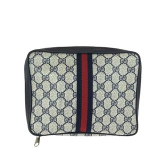 Gucci Pre-owned Clutches, female, Multicolor, Size: ONE SIZE Pre-owned GG Supreme Canvas Leather Pouch