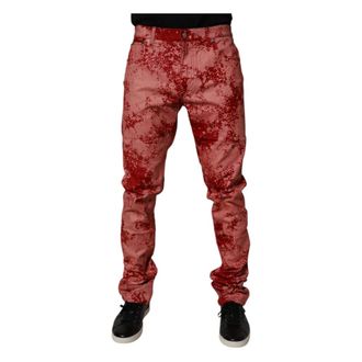 Dolce & Gabbana Slim Fit Jeans, male, Red, M, Red Tie Dye Skinny Denim Jeans