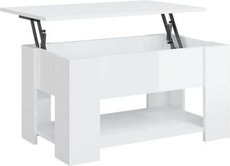 vidaXL Mesa De Centro Madera De Ingenier&iacute;a Blanco Brillo 79x49x41 Cm Vidaxl