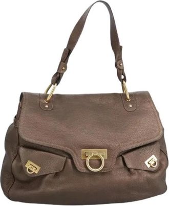 Ferragamo Pre-owned Shoulder Bag - Dames - Vintage Schoudertas - Bruin - ONE Size - Leer - Vintage