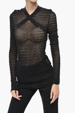 Off-white Maglia SHINY NET in Rete con Dettaglio Criss Cross Off-White
