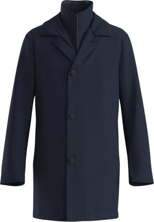 HUGO BOSS Single-Breasted Coat - Heren - Mantel - Blauw - S - Polyester - Jassen
