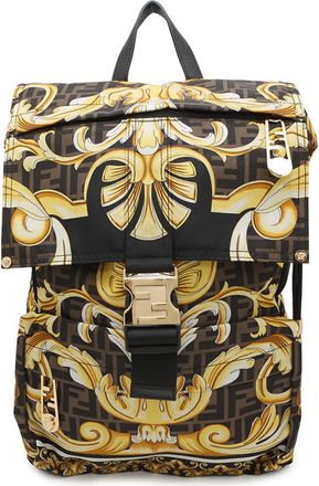 Fendi Black Yellow Nylon Backpack (Pre-Owned)