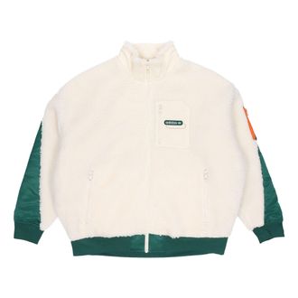 adidas Mens adidas originals Mr Sherpa Jkt Suede Splicing Stand Collar Logo Sports Jacket Yellow White HC0373