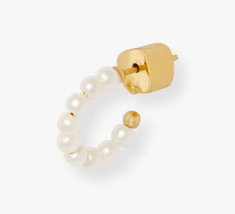 Kate Spade New York Womens Tiny Twinkles Mini Pearl Mini Hoop Earrings