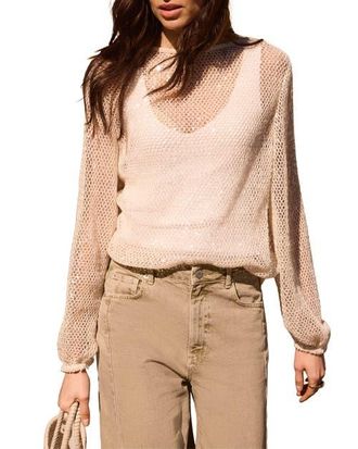 Mint Velvet Sequin Layered Balloon Top in Neutral at Nordstrom, Size X-Small