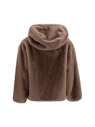 Herno Womens Hooded Jacket Eco-Fur Visone