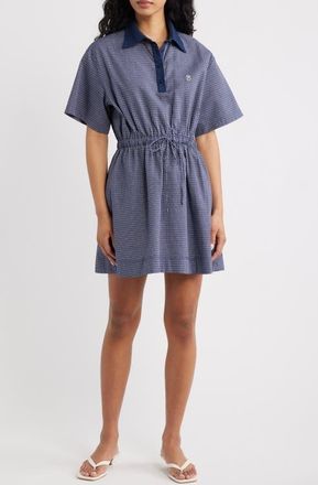 FRNCH Aeeurra Checkered Cotton Minidress in Bleu Marine at Nordstrom, Size X-Large