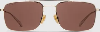 Gucci Specialized-fit Navigator Sunglasses, Gold