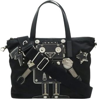 Prada Pre-owned Tote Bags, female, Black, Size: ONE SIZE Pre-owned Nylon Tote Bag
