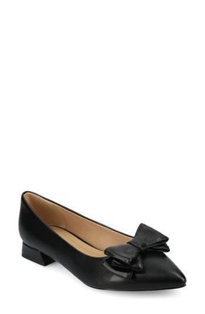 Journee Collection Ophelia Bow Pointed Toe Flat in Black Pu at Nordstrom Rack, Size 6.5