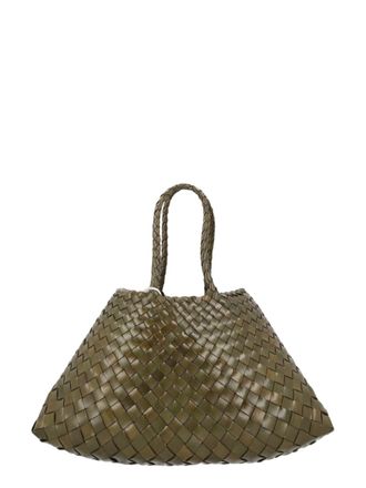 Dragon Diffusion Brown Woven Glossy Leather Tote Bag