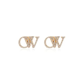 Off-white Messing oorbellen - Dames - Oorbellen - Geel - ONE Size - Leer - Accessoires