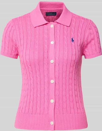 Polo Ralph Lauren Strickshirt mit Logo-Stitching in Pink, Größe XL