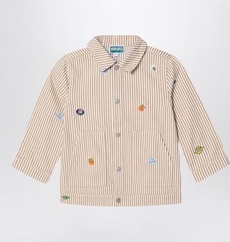 Kenzo White/sand striped denim jacket