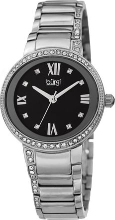 B&uuml;rgi Quartz Black Dial Stainless Steel Ladies Watch BUR187SSBK