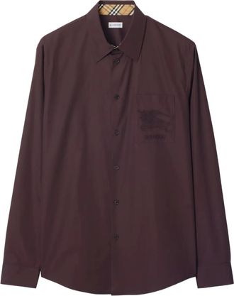 Burberry Overhemd met geborduurd logo - Rood