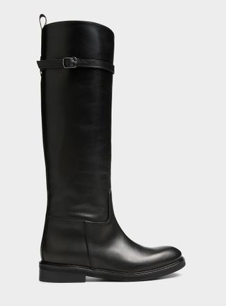 Simons Womens Thin belt leather riding boots Exclusive collection from Italy Women