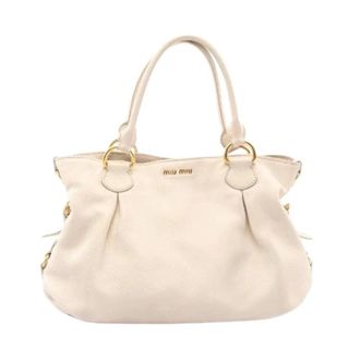 Miu Miu Pre-owned Handbags, female, Beige, Size: ONE SIZE Pre-owned Leather Tote Bag