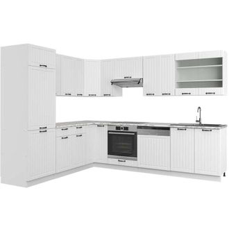 Vicco Cocina Esquinera Fame-line, Casa De Campo Blanca/blanca, 227 X 287 Cm, Et M&aacute;rmol