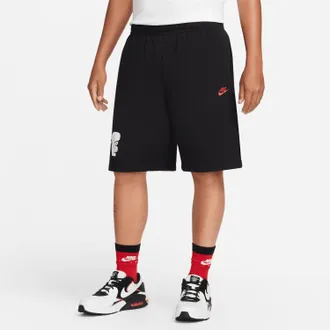 Nike Mens Fleece Graphic Shorts In Black/white-Lt Crimson