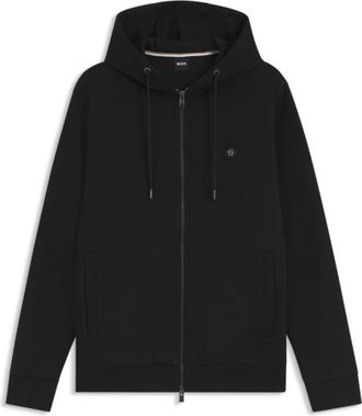 BOSS Cotton-blend zip-up hoodie with Double B monogram