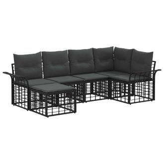 vidaXL Conjunto De Sof&aacute;s De Exterior 6 Pcs Negro Y Gris Oscuro Vidaxl