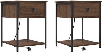 vidaXL Vidaxl - Bedside Cabinet 2 pcs Brown oak 42 x 41 x 56 cm Engineered wood