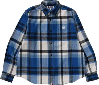 A Bathing Ape Check Relaxed Fit Shirt Blue 1K80-131-004-BLUE
