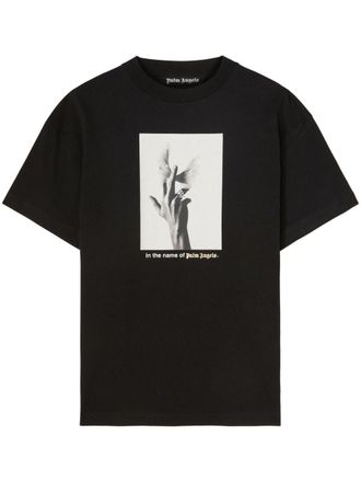 Palm Angels Wings graphic-print cotton T-shirt - men - Cotton - 3XL - Black