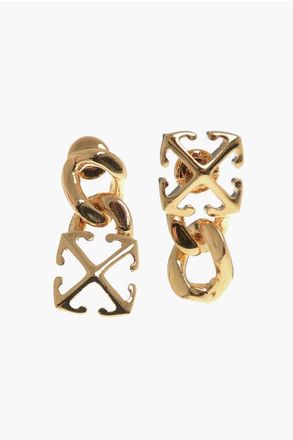 Off-white Gold-Tone Brass Earrings with Arrow Chain Mini Pendant size One Size