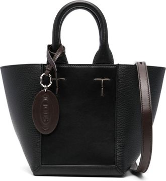 Tod's mini logo-pendant tote bag - women - Leather - One Size - Black