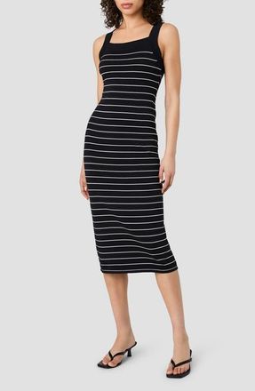 French Connection Stripe Cross Back Body-Con Sweater Dress in Black-Summer White at Nordstrom, Size X-Large