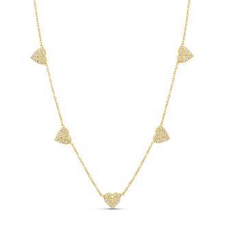 SHYMI Multi Heart Necklace -.925 Sterling Silver, 14k Gold-Plated - Rhodium Plated, Cubic Zirconia Pav&eacute; Detailing, Adjustable Chain