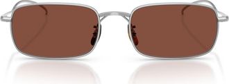 Oliver Peoples TK-14 53mm Rectangular Sunglasses in Silver /Burgundy at Nordstrom