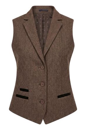 TruClothing Tweed Waistcoat Herringbone Slim Fit Work Office Vest