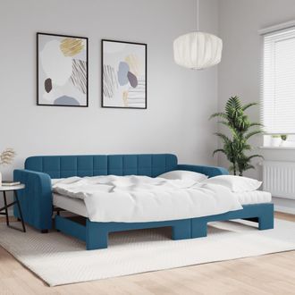 vidaXL Vidaxl - Sof&aacute; Cama Nido Con Colch&oacute;n Terciopelo Azul 90x200 Cm