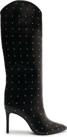 Schutz Womens Maryana Studded Pointed Toe Boot In Black