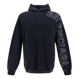 Balenciaga Outline Hoodie Oversized Black Faded 739024TOVV29034