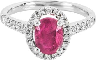 Bespoke 18kt White Gold Diamond & Ruby Ring - Size 50
