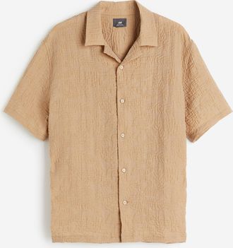H&M Freizeithemd aus Strukturstoff in Regular Fit - Beige