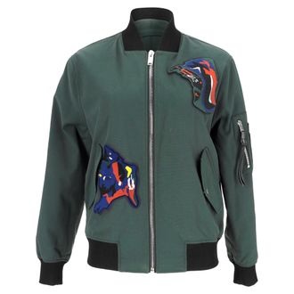 Proenza Schouler Patched Bomber Jacket in Olive Polyamide