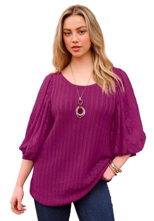 Roaman's Lace Sleeve Sweater in Raspberry at Nordstrom, Size 28