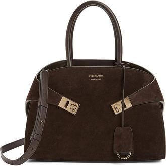 Ferragamo Small Hug Leather Top Handle Bag in Testa Di Moro at Nordstrom