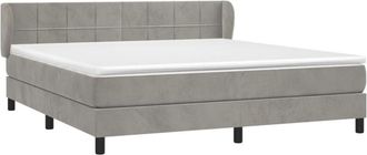 vidaXL Vidaxl - Cama Box Spring Con Colch&oacute;n Terciopelo Gris Claro 160x200 Cm