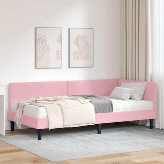 vidaXL Estructura De Cama Esquina Con Colch&oacute;n 2 Uds. Gris Terciopelo Vidaxl