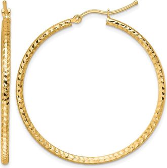Diamond2Deal 10k Gold Diamond-cut 2mm Round Tube Hoop Earrings