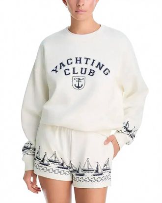 Beach Riot Devyn Yachting Club Sweatshirt In Navy/red/white
