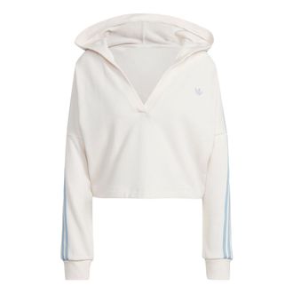 adidas (WMNS) adidas Originals V-Neck Short Hoodie White IC8521